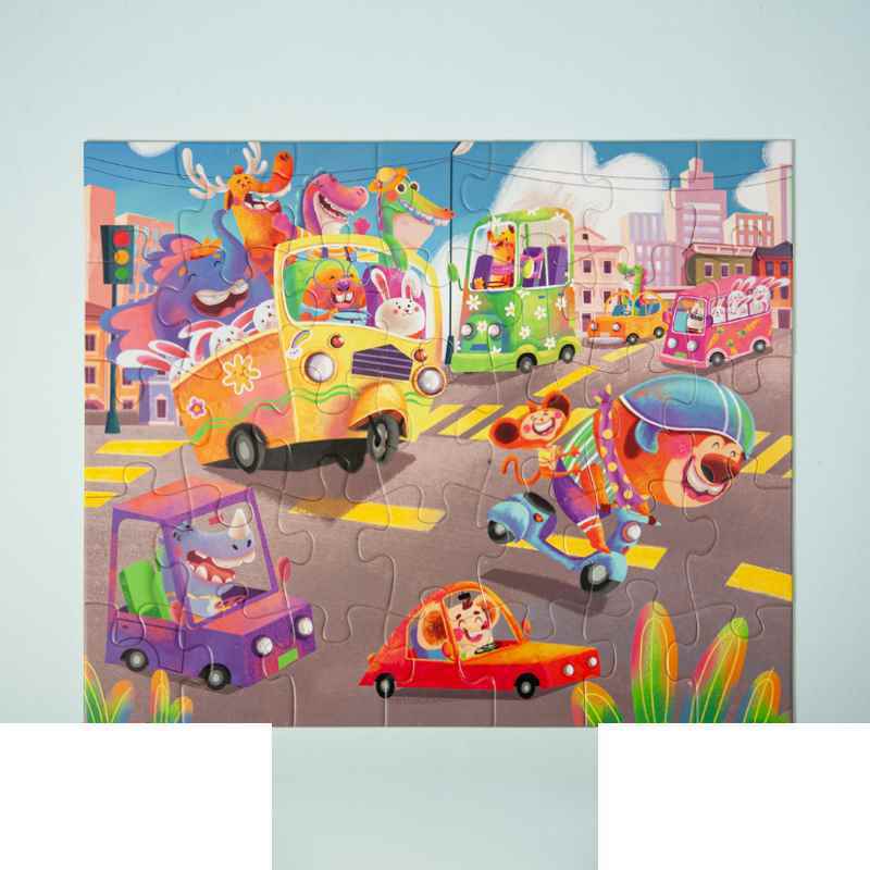 پازل کیدفنز حمل و نقل | 89 تکه Creative Level Box Kids Transportation | کد 2402